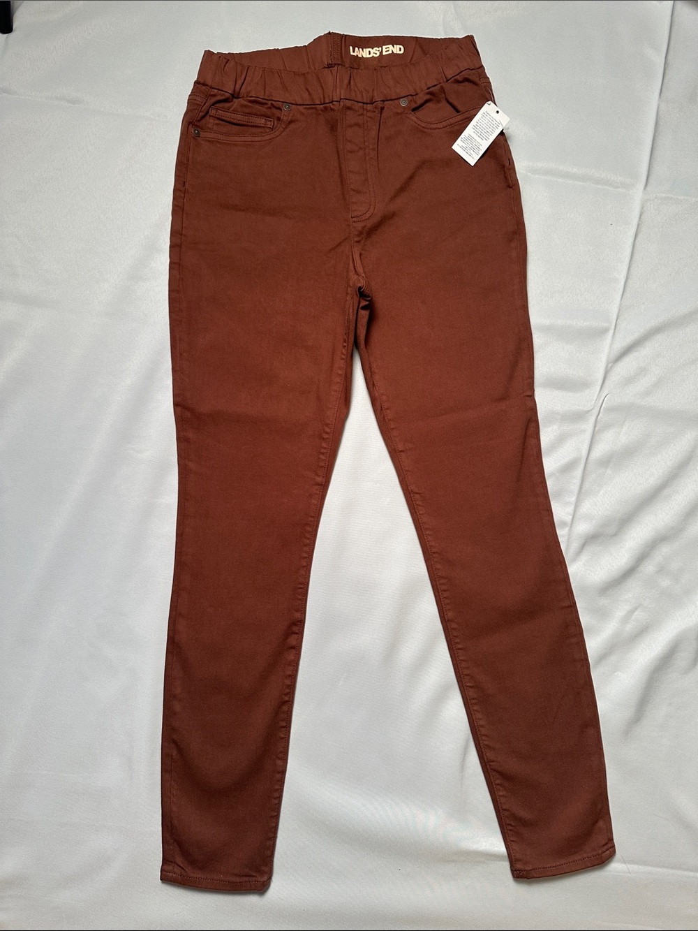 Lands' End NWT Women's Skinny Jeans in Deep Rust Brown Size 8